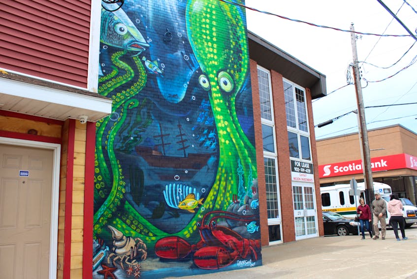 A mural depicting an underwater scene designed by muralist Allan Ryan of North Sydney in 2017 is shown at 270 Charlotte St. in Sydney. It was one of the initiatives of the downtown Sydney regeneration pilot program that was an attempt to bring new life into the area. The pilot program will end with the completion of two final projects later this summer.