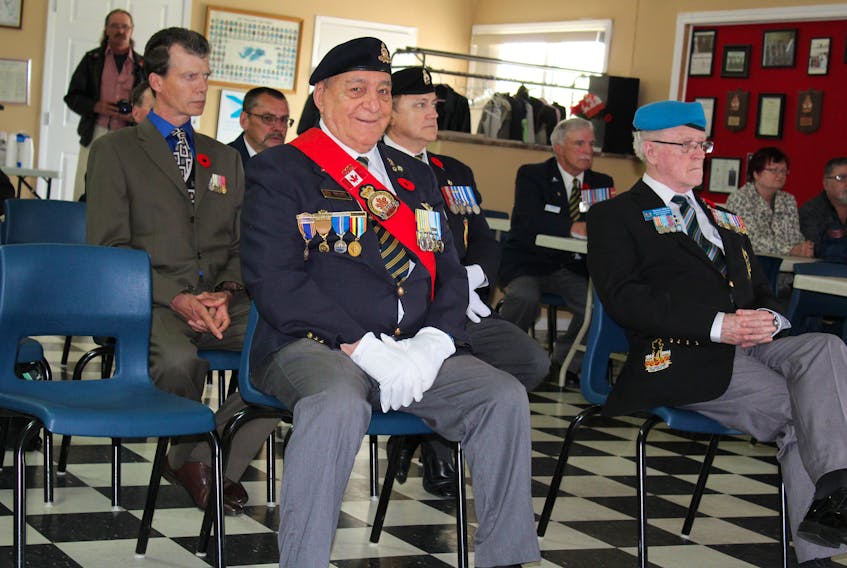 Ozzy Landry, a Korean War veteran, was one of 25 people who attended the D-Day ceremony at the Royal Canadian Legion branch 15 in New Waterford on Wednesday.
