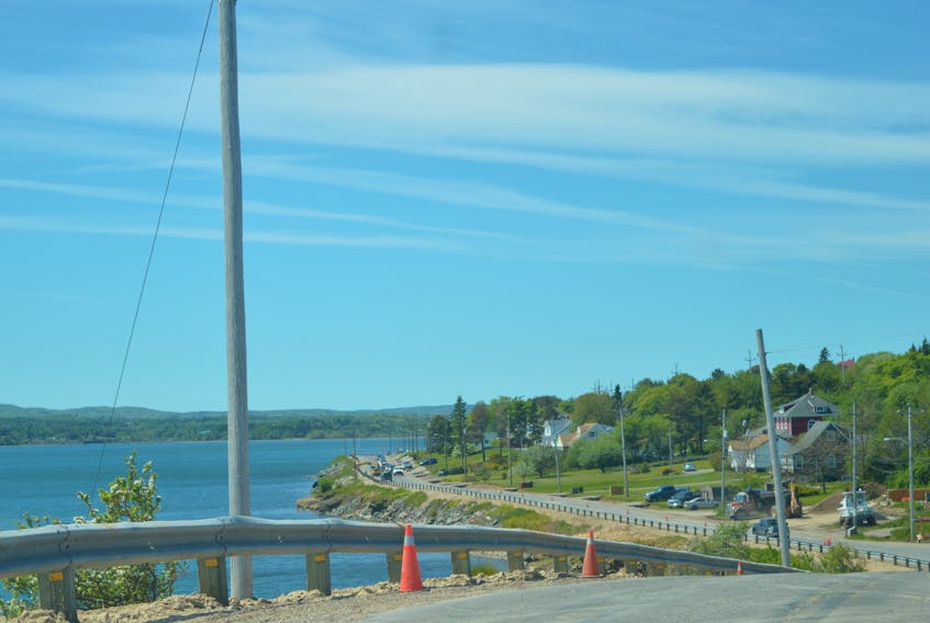 Shown is road work taking place along Seaview Drive in North Sydney. Along with the road, which is under the jurisdiction of the Department of Transportation and Infrastructure Renewal, four other major construction projects are scheduled for the Northside this season.