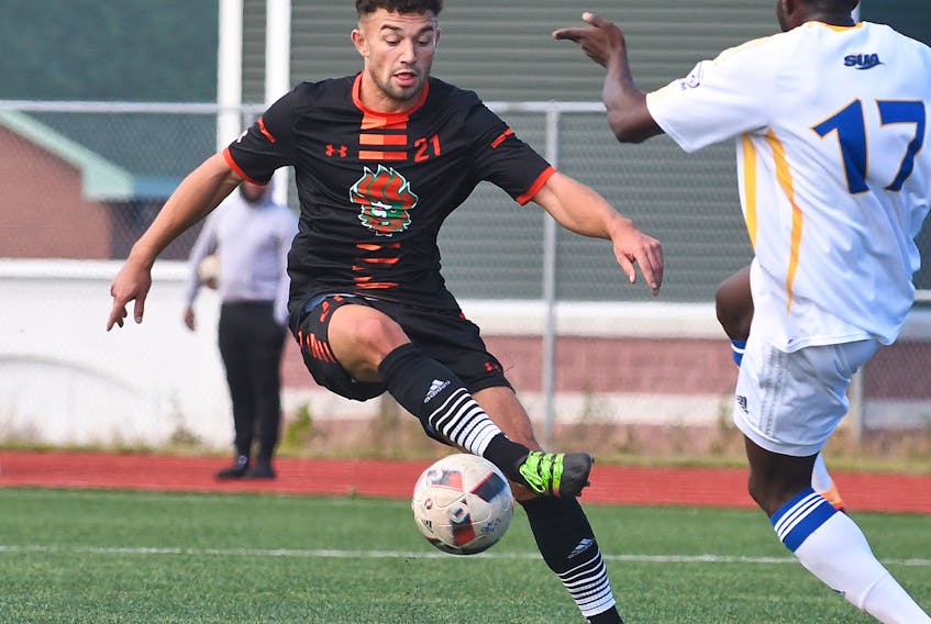 Third-year midfielder Marcus Campanile of Edinburgh, Scotland, leads his team into a pair big games this weekend at home. Cape Breton University faces Saint Mary’s on Friday and Dalhousie on Sunday.