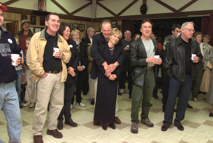 Mark Eyking and his wife Pam gathered with supporters in Sydney on election night Nov. 27, 2000 to celebrate his election as Sydney-Victoria Liberal MP.