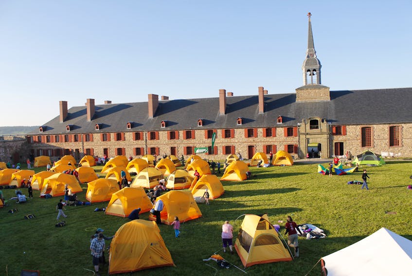 Tents are seen on the grounds of the Fortress of Louisbourg during a Parks Canada Learn-to Camp event last year.