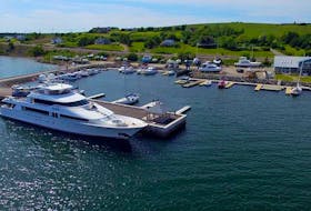 This 2018 photograph shows a superyacht berthed at the Northern Yacht Club in North Sydney. The club is upgrading its dock facilities to better accommodate the luxury vessels that usually exceed 100 feet in length.