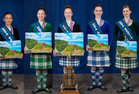Five Cape Breton dancers have earned a spot on this year’s Nova Scotia highland dance team, which will compete at the Canadian championship next month in Moncton, N.B. From left, Maelle Naime, Drea Shepherd, Olivia Burke, Isabelle Pilling and Taylor MacQuarrie. SUBMITTED PHOTO/KELLY MACARTHUR