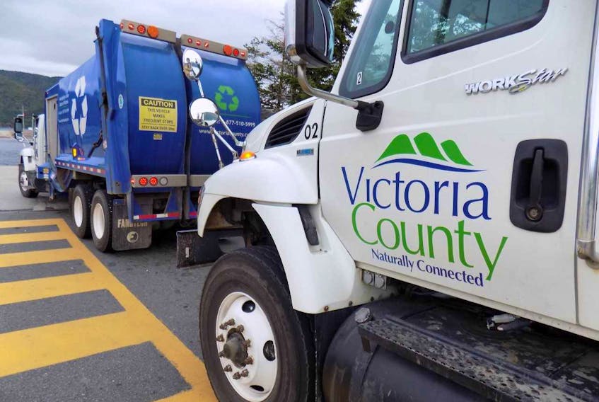 Victoria County garbage trucks are shown in this file photo. Jocelyn Bethune, communications officer for the county’s public works, said beginning Oct. 22, any garbage found not in compliance with their solid waste by-law will be tagged and left on the curb.