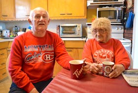 Jim McIntyre has coffee with his wife Marg McIntyre at their home in Glace Bay. Marg goes to the Cape Breton Regional Hospital in Sydney three times a week for dialysis and was happy to hear that design work has begun on the dialysis unit at the Glace Bay Hospital.