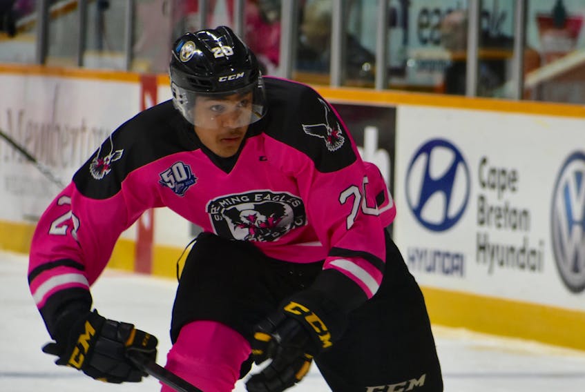 Isiah Campbell is in his first full season with the Cape Breton Screaming Eagles. The 18-year-old was acquired by the Screaming Eagles in January 2018 in a deal with the Saint John Sea Dogs. He has six goals and 13 points in 37 games this season.