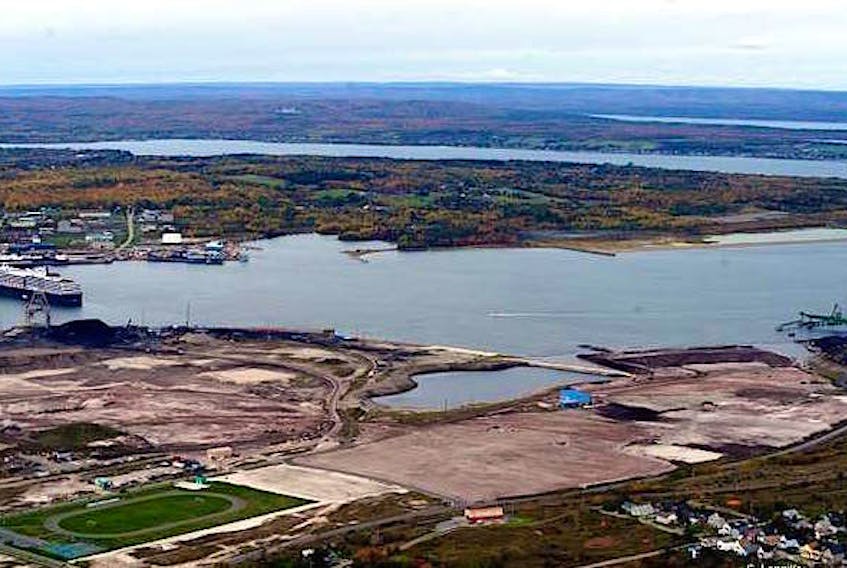 An aerial photo of a 69-acre site along Sydney harbour that is owned by Membertou First Nation. On Monday, Membertou’s corporate division received $3 million in federal funding to continue developing the site, which includes 1,000 feet of waterfront.