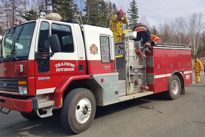 This pumper truck was used by the South Bar Volunteer Fire Department as recently as last year, but it was retired after more than 25 years of service and is now utilized by the Training Division of the Cape Breton Regional Fire Service. It is based at the Grand Lake Road Station.
