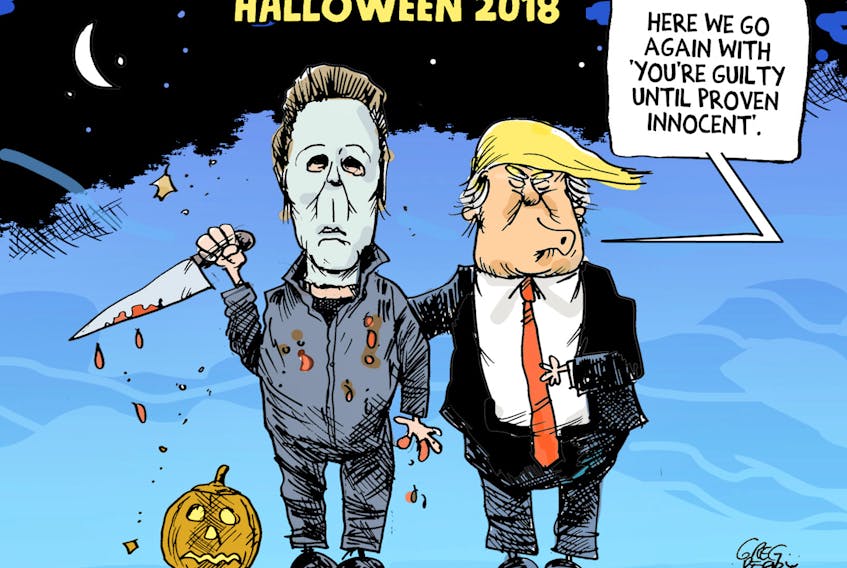 Editorial cartoon for Monday, Oct. 22, 2018. - Greg Perry