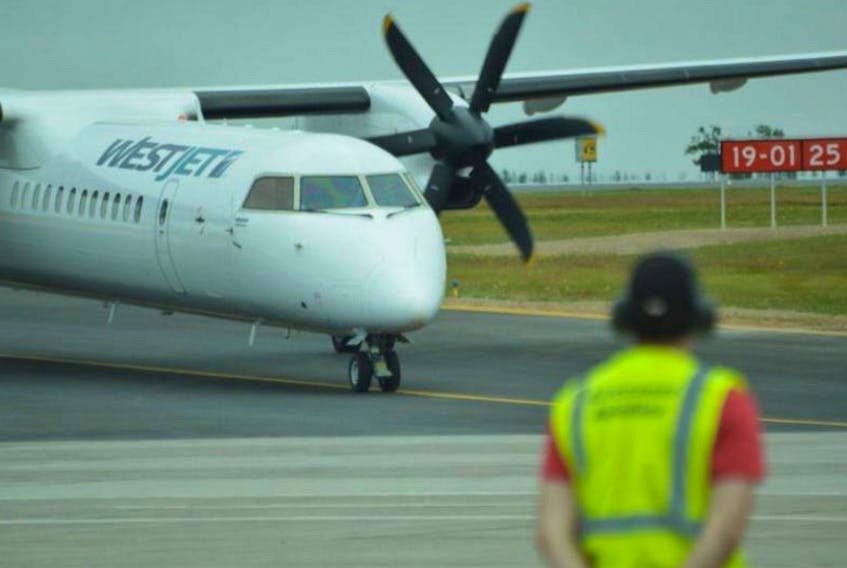 In this file photo, WestJet Encore’s Bombardier 78-seater Q400 NextGen turboprop aircraft arrives at J.A. Douglas McCurdy Sydney Airport.