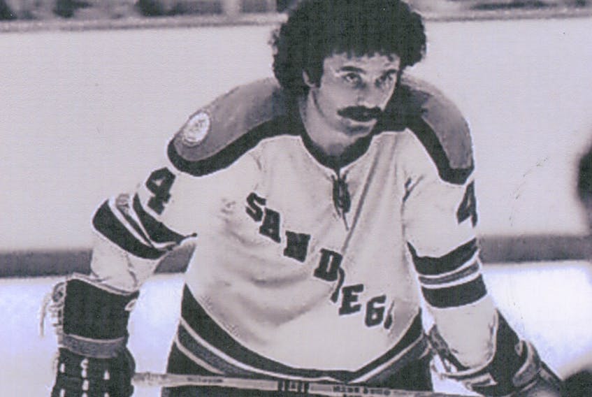 Kevin Morrison of Sydney as a member of the San Diego Mariners of the World Hockey Association, a team that existed from 1974-77. Morrison will be inducted into the Newfoundland and Labrador Hockey Hall of Fame in June.