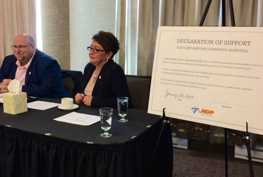 Michael Nickerson, President of IUOE Local 727 and Cape Breton Centre NDP MLA Tammy Martin held a press conference in Sydney Wednesday to draw attention to concerns about the state of health care in Cape Breton.
