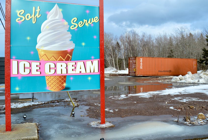 The Tasty Treat ice cream shop in Howie Centre was torn down shortly before this photo was taken in March 2017. The property was bought by Jim Kennedy, owner of Louisbourg Seafoods, in May 2016 with the intention of erecting a fish market and ice cream stand. There remains no construction activity on the property and Kennedy did not want to discuss his plans. The Tasty Treat’s two other properties on Keltic Drive and Grand Lake Road are still up for sale, but the owners intend to open them for the season beginning the week of March break.