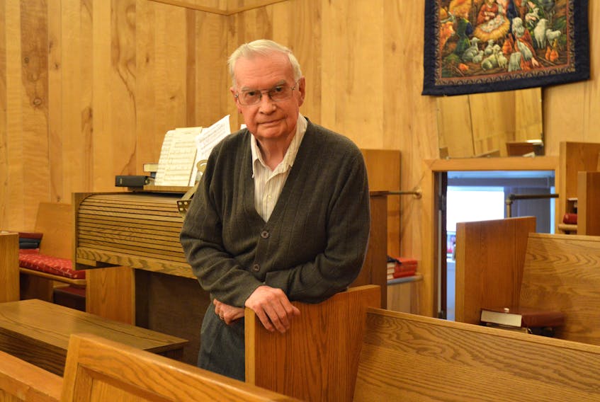 Roy Rideout, the choir director at Newsom United Church in Glace Bay for 54 years, is seen here in the choir loft. There will be special music during 60th anniversary celebrations at the church on June 10.