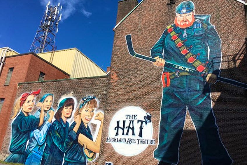 Shown above is the mural covering the back of Sydney’s Highland Arts Theatre. A plaque honouring those who have contributed to having the mural painted will be unveiled on Saturday at the site.