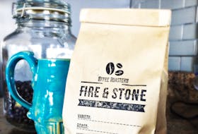 A bag of coffee beans from Fire & Stone Coffee Roasters is pictured above. The coffee bean roasting company, based in St. Peter’s, starts selling its product for the first time today through the Cape Breton Food Hub Co-op.