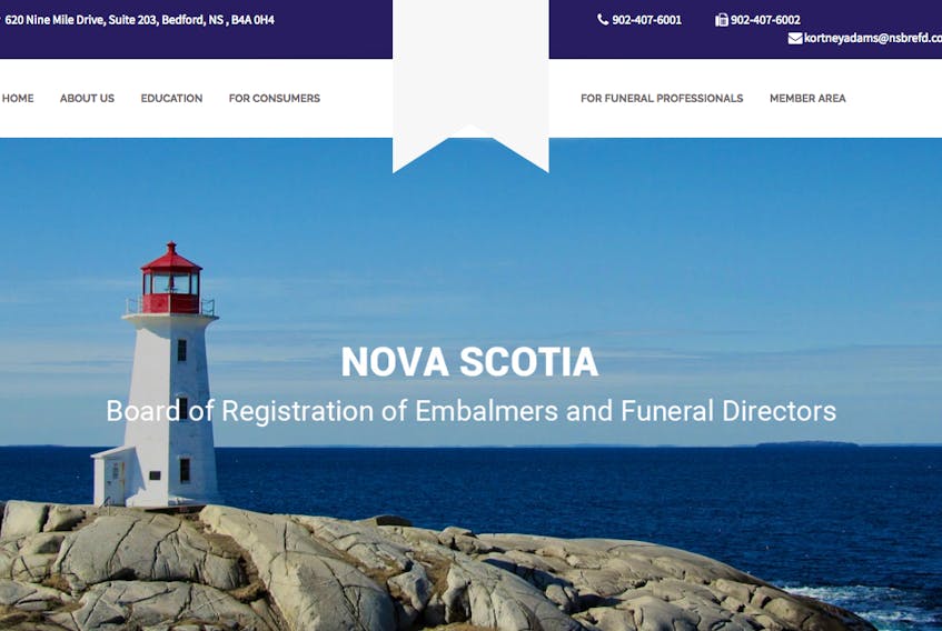 The Nova Scotia Board of Registration of Embalmers and Funeral Directors website.