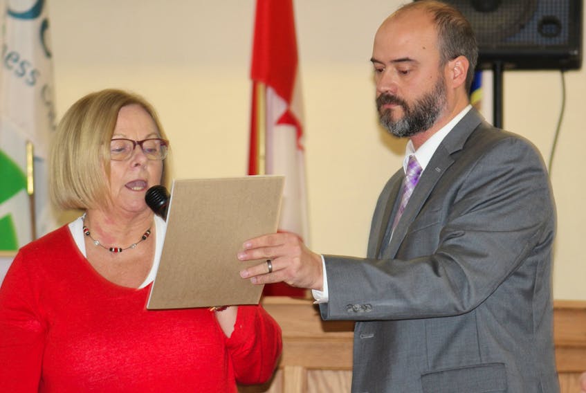 For the second time in two years, Betty Ann MacQuarrie was sworn in as warden of Inverness County, shortly after two-thirds of council had voted to remove her as warden. After a subsequent vote to select a new warden resulted in a tie, MacQuarrie's name was picked from a basket. County CAO Keith MacDonald administered the oath of office.