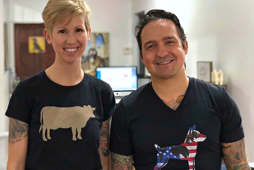 Sarah Fraser, left, and Sydney Mines native Brian Burton, began their Instinct Dog Behavior and Training business, based out of New York City, 10 years ago. Today the couple is in the process of franchising the business. Although based out of the United States, the company will open a business office in North Sydney later this year.