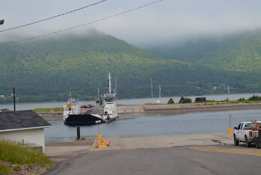 The Englishtown ferry is shown crossing St. Anns Bay. The ferry has been out of service for months while slips in Englishtown and Jersey Cove were replaced.