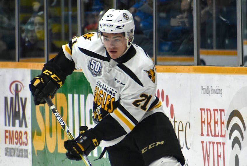 Liam Kidney is in his first full season with the Cape Breton Screaming Eagles. The Enfield product has two goals and four assists in 20 games this season.