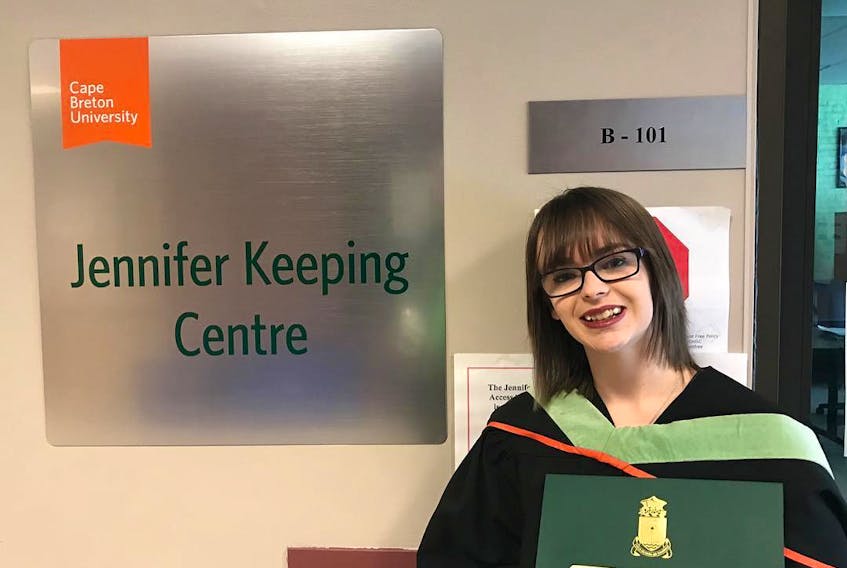 Paige Cox of North Sydney believes her educational experience would have been much different were it not for the assistance she received from the Jennifer Keeping Centre at Cape Breton University.