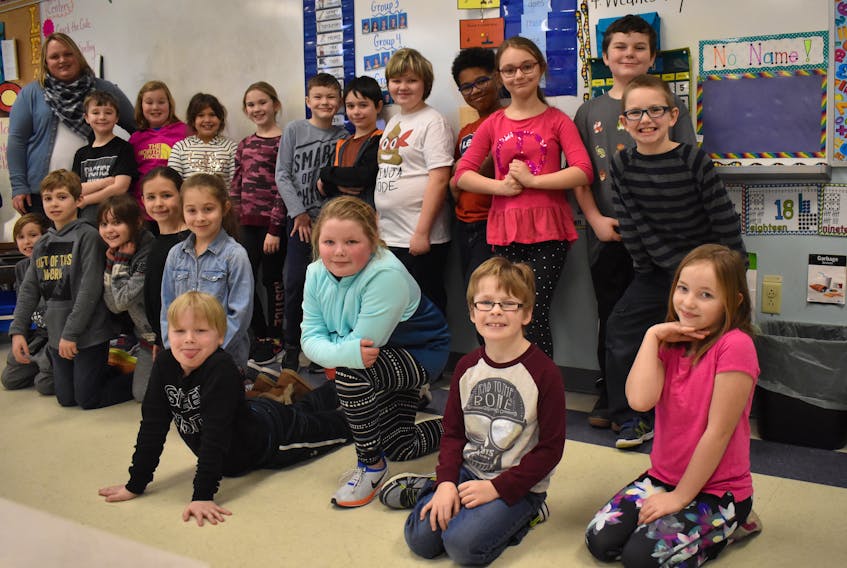 Erin McNeil’s Grade 3 class at Greenfield Elementary School is proving they are super heroes for inclusion. They’re doing a letter writing campaign in hopes of convincing the store manager of Sobeys in New Waterford Crystal MacKinnon to add sensory friendly shopping hours for people with autism and other special needs. MacKinnon said the students’ excitement made her want to get involved. Picture here are: (back row from left) Teacher Erin McNeil, Liam Young, Christina Burton-MacKinnon, Allison Miller, Jayla Andrews, Matthew Pinhorn, Fletcher Morrison, Connor Lamey, Brayden Hanrahan-Glover, Brooklyn Sudworth, Austin Garnett, Chase Tatlock (front row from left) Jayden Morford, Nate Pheifer, Eva Brushett, Ella Grant, Kearley Ross, Floyd Borden, Elizabeth McNeil, Sebastian MacKinnon and Kaylee MacGillivary.