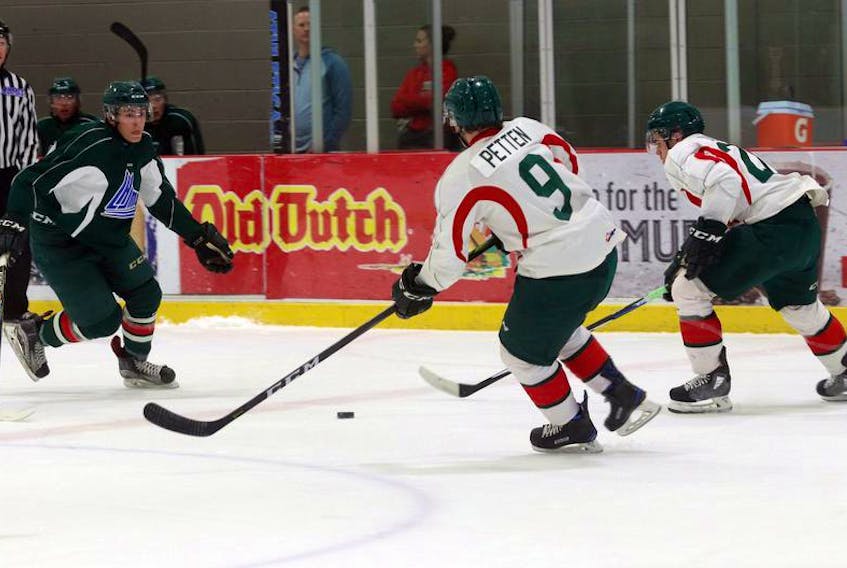 Kyle Petten is among a group of forwards looking to work his way into regular work with the Halifax Mooseheads this season. He is shown during an intrasquad game at the RBC Centre in Dartmouth on Friday.