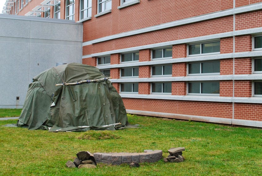 A new, permanent sweat lodge sits outside of the Nova Scotia RCMP's headquarters in Dartmouth on Oct. 10, 2018.