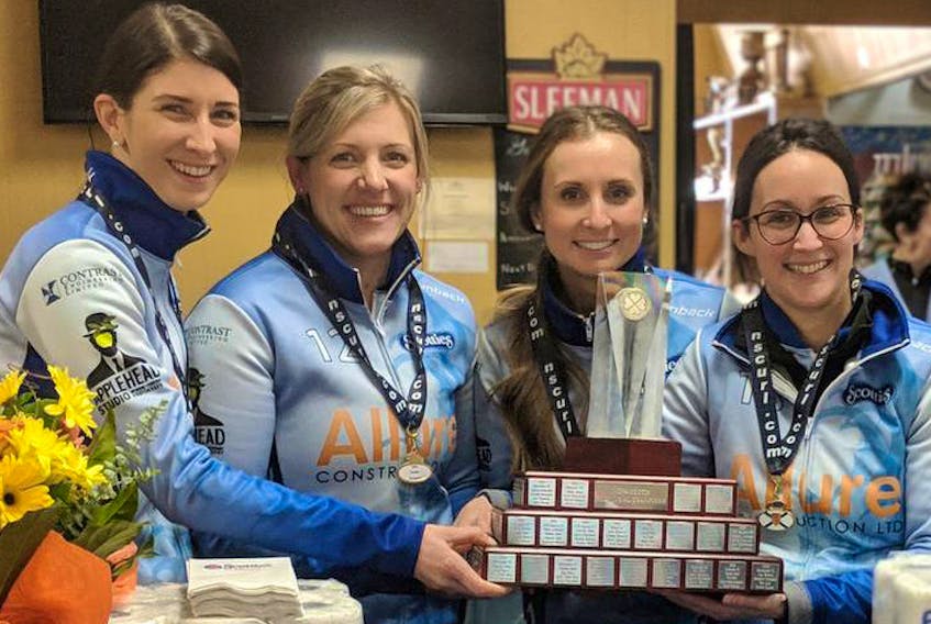 The Jill Brothers rink captured the Scotties Tournament of Hearts provincial women’s curling championship on Sunday at the Dartmouth Curling Club. From left are lead Jennifer Brine, second Sarah Murphy, third Erin Carmody and skip Brothers.