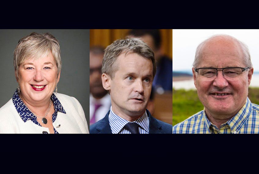 Atlantic Canada's members of Parliament are lining up behind Justin Trudeau, including, from left: Bernadette Jordan, Seamus O'Regan, and Wayne Easter.