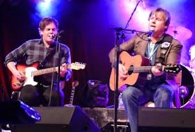 Bruce Guthro shares his ode to the bard, Stan’s Song, with son Dylan on electric guitar in this file photo. Bruce is hosting a number of songwriters circles this fall.