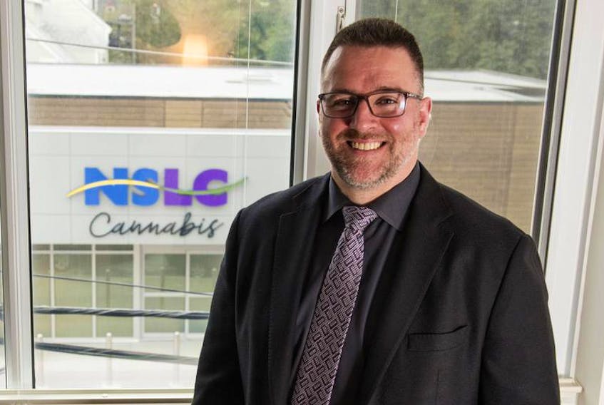 Psychologist Simon Sherry poses for a photo on Tuesday at his downtown Halifax practice that overlooks the new NSLC Cannabis location on Clyde Street.