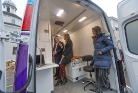Mary Frances LeBlanc, executive director of the North End Community Health Centre, talks about the specially equipped mobile health 'clinic on wheels,' a customized van that will help provide personalized assessment and care to under-serviced or marginalized communities, such as homeless people.