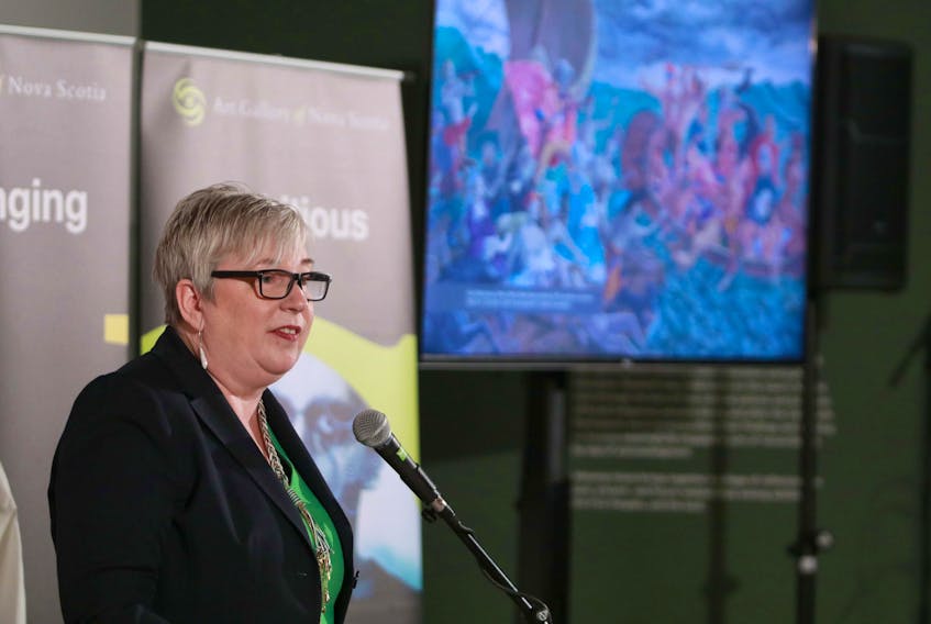 Federal Rural Economic Development Minister Bernadette Jordan announces a contribution from Ottawa of $30 million toward the construction of a new Art Gallery of Nova Scotia at a news conference in Halifax on April 18, 2019.