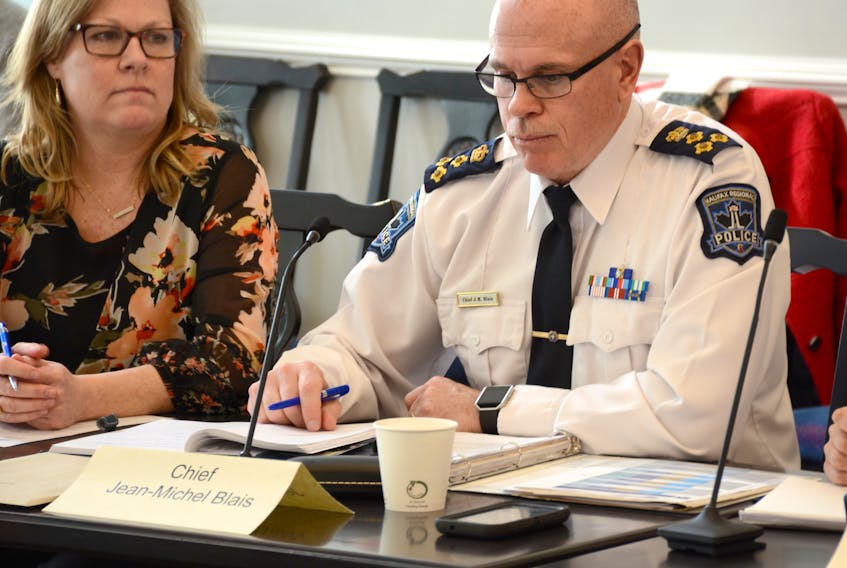 Halifax Police Chief Jean-Michel Blais and Supt. Colleen Kelly attend the police commission meeting at Halifax City Hall on Monday, March 18, 2019.