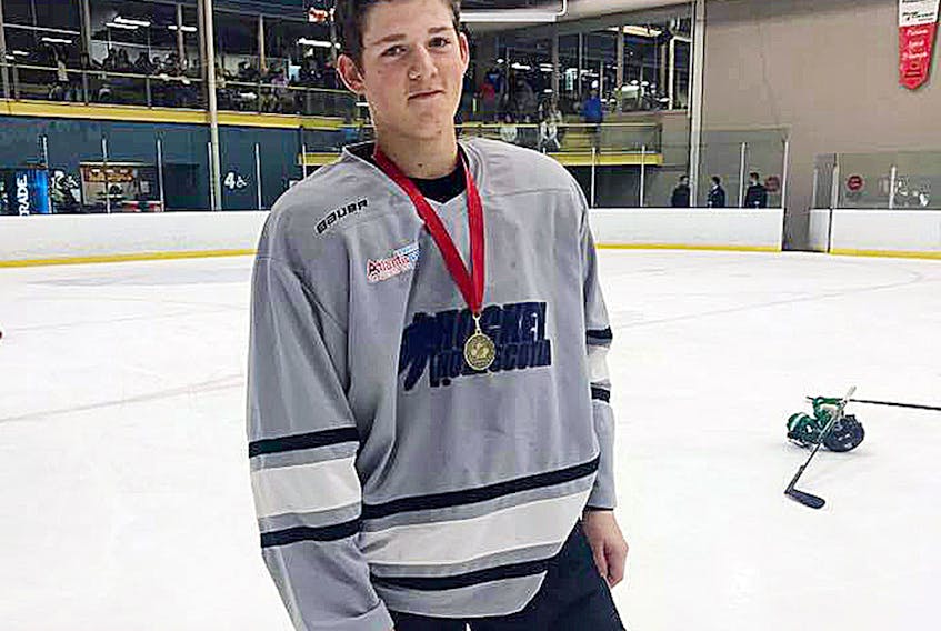 Jacob Melanson of Amherst and two goals and four assists in five games to help Nova Scotia to the gold medal at the 2017 Atlantic Challenge Cup in Moncton on Monday.