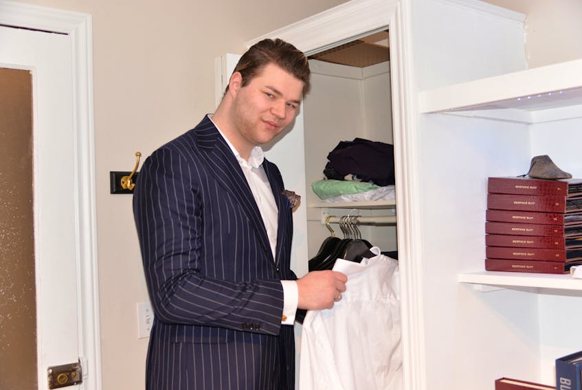 Alexander Peters, owner of Raffiné Custom Clothiers in Charlottetown, offers a one-hour free closet consultation service to help people maintain and organize their clothes. TERRENCE MCEACHERN/THE GUARDIAN