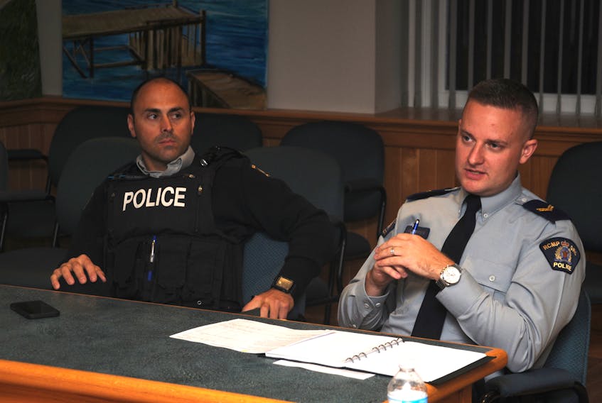 Cpl. Bill Miller, left, and Cpl. Matt Christie from the Bay Roberts RCMP were present for the Sept. 25 council meeting.