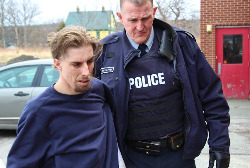 Shannon Wilson of Carbonear, pictured entering the Harbour Grace courthouse last May, was sentenced Thursday to 16 months in prison. With credit for time served, he has approximately five months left on that sentence.