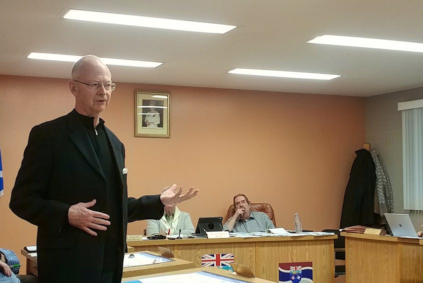 Ches Crosbie was Upper Island Cove Wednesday night, Oct. 25, to speak to attendees of the monthly Conception Bay North Joint Council meeting.