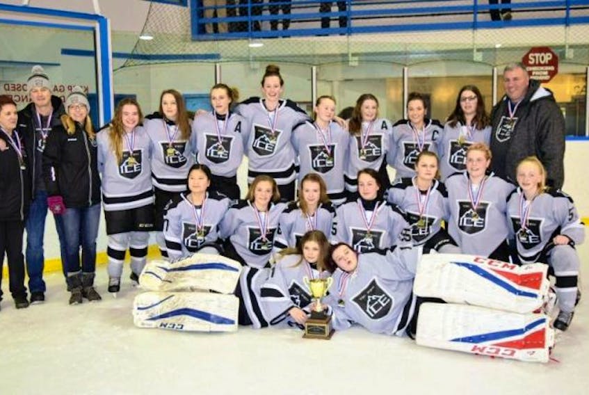 The championship AAA bantam female Tri Pen Ice. Photo courtesy of Hockey NL.