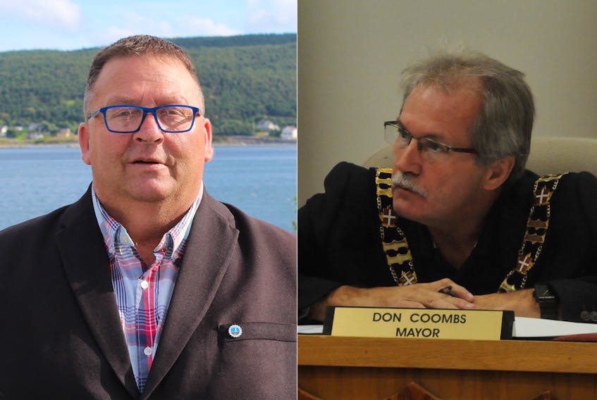 Terry Barnes, left, and Harbour Grace Mayor Don Coombs. — Compass file photos