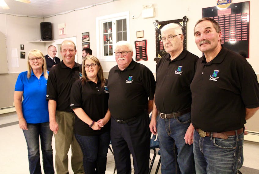 Some members of the old Blueberry Festival Committee Inc. From left to right are Lillian Rodway, Barry Gosse, Goldie Broughton, Ken Broughton and Byron Rodway.