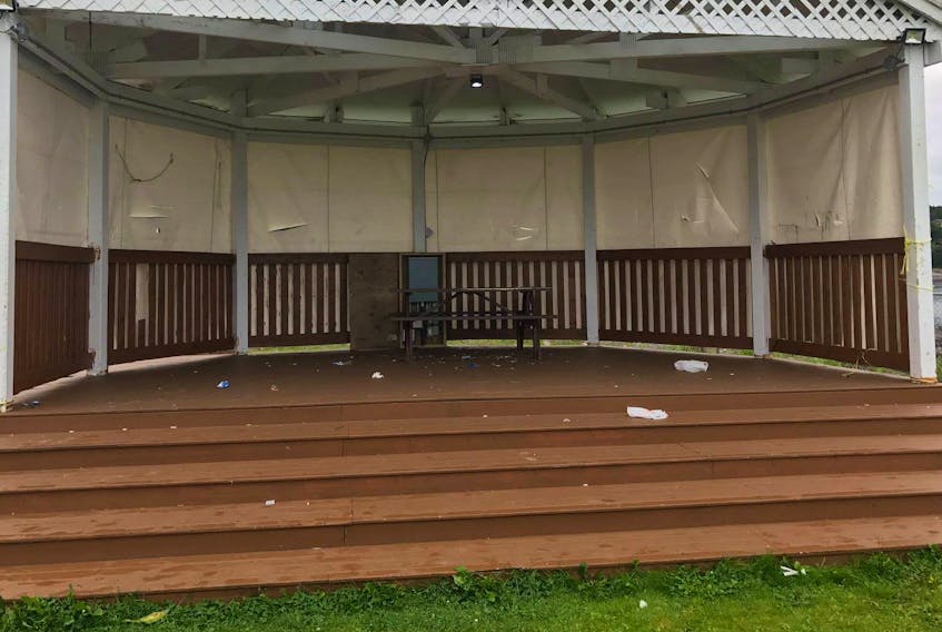 The Town of Holyrood shared this photo of the vandalized performance gazebo Tuesday morning, Aug. 21.