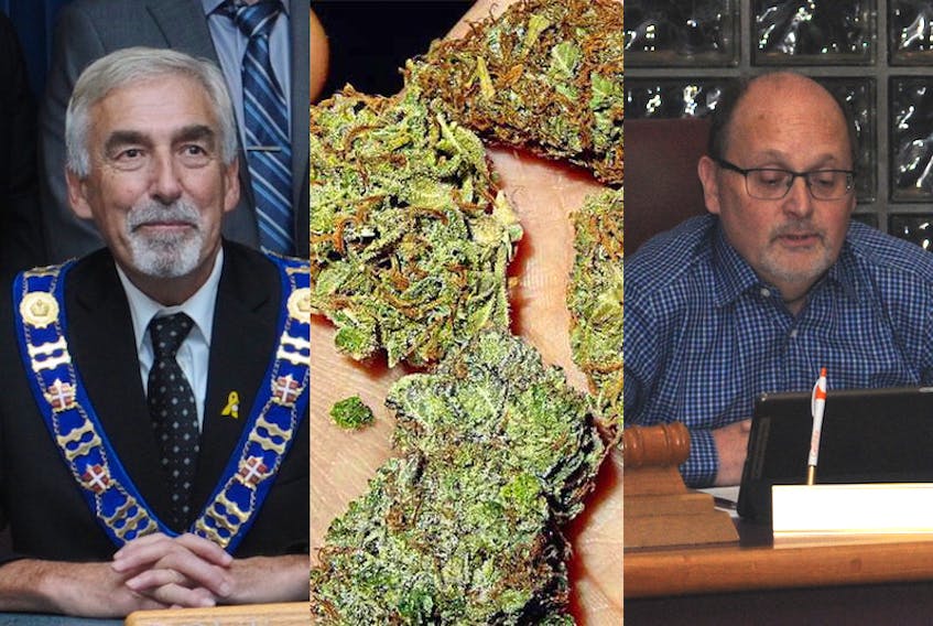 Bay Roberts Mayor Philip Wood, left, and his counterpart in Carbonear Chris O'Grady were both part of a recent discussion on what municipalities can expect to face once marijuana is legalized.