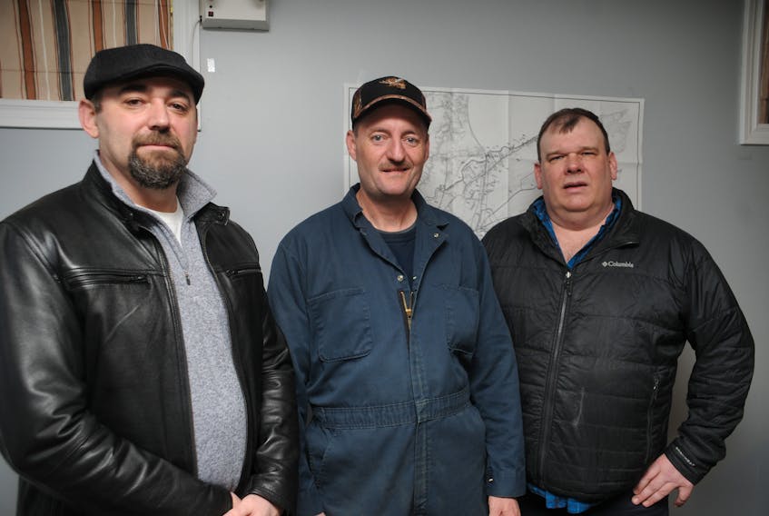 From left, three of the people behind a proposal to apply for a micro-cultivation licence to grow cannabis in South River: Walter Hale, Darrell Percy and Rob Brown.