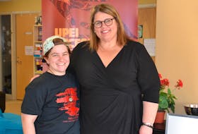 UPEI student Rory Starkman, left, and Treena Smith, director of student affairs at UPEI, look forward to opening up the conversation surrounding language in the LGBTQ2S+ community on the Island during a ShOUT! P.E.I.’s Gender Sexuality Conference Saturday. KATIE SMITH/THE GUARDIAN