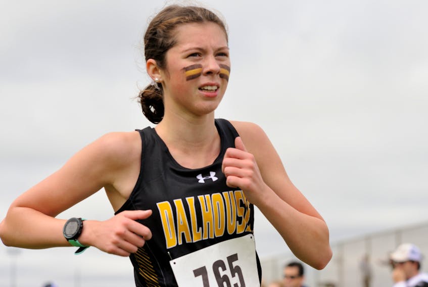 Antigonish native Lauren Lowther of the Dalhousie Tigers’ cross country team garnered top rookie honours this season in Atlantic University Sport (AUS) cross country. CONTRIBUTED